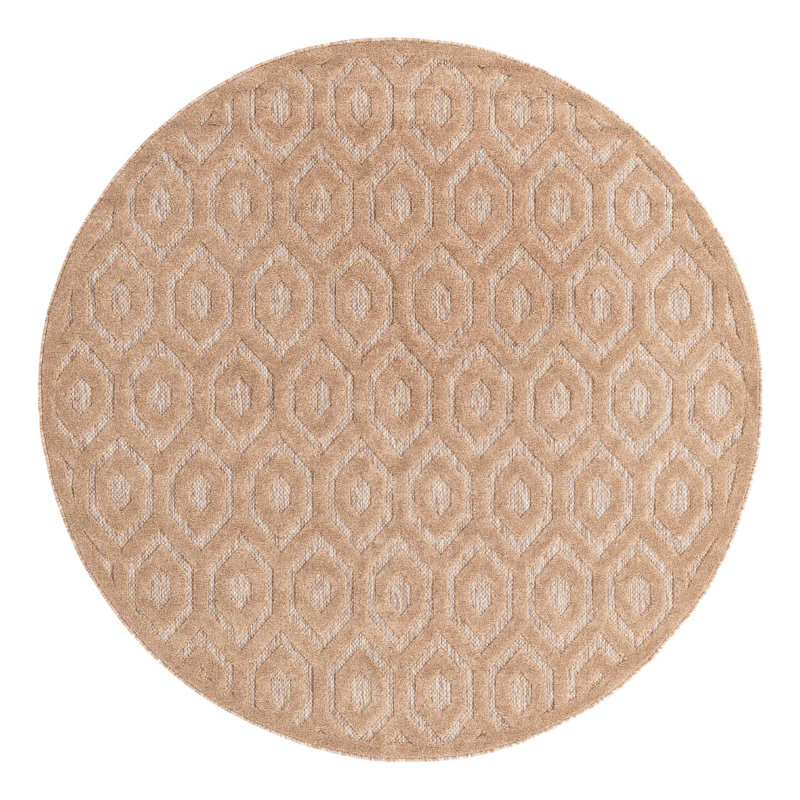Tapis intérieur / extérieur beige Heberling, Rond 7 pi