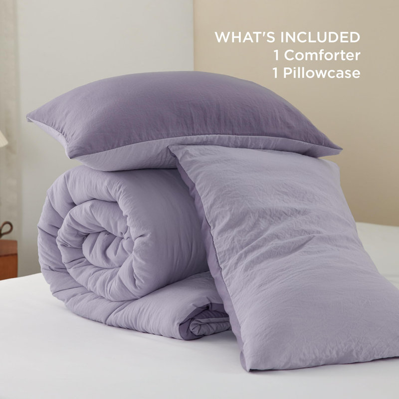Bedsure Reversible Prewashed Comforter Set, Grayish Purple/Lavender, King Comforter + 2 Standard Pillowcases