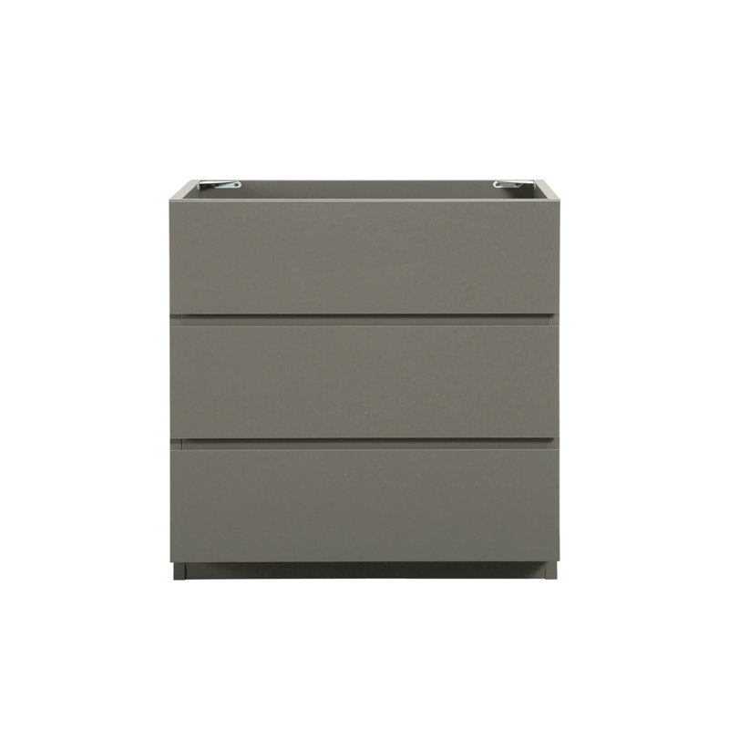 Meuble-lavabo gris pour salle de bain sans lavabo - 3 tiroirs, design élégant et moderne, rangement maximal, ouverture et fermeture silencieuses, tiroirs ergonomiques, style tendance et moderne.