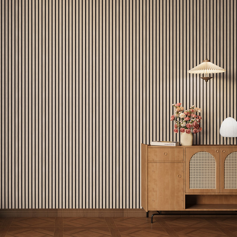 2 PCS 94"L x 24"W Acoustic Slat Wall Panels, Eco-Wood Look for Home/Office Wall & Ceiling (31.34 sq. ft.), Walnut