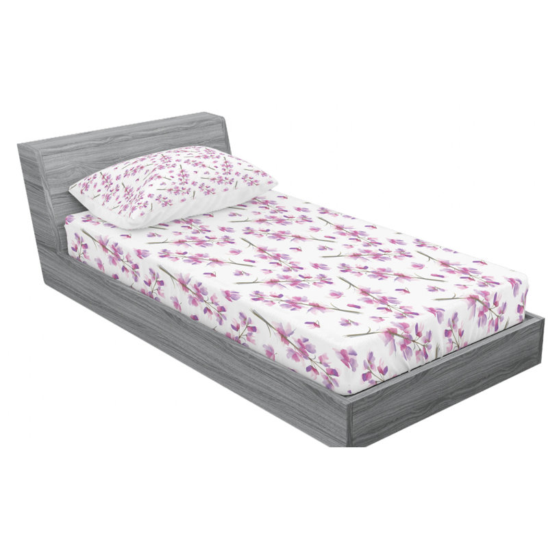 Microfiber Floral Sheet Set, Twin XL Sheet Set with Fitted Sheet