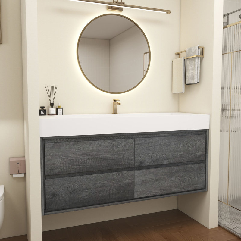 Victoria 60''Bathroom Vanity Base, Smoke Oak