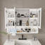 Armoire de salle de bain murale à miroir avec lumières DEL, anti-buée et anti-déflagrant, armoire à pharmacie tactile, éclairage 3 couleurs, désembueur, rangement avec verre transparent