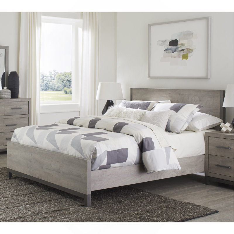 Mobilier de chambre à coucher moderne en bois de mélamine de qualité supérieure avec fini lit gris clair 1pc