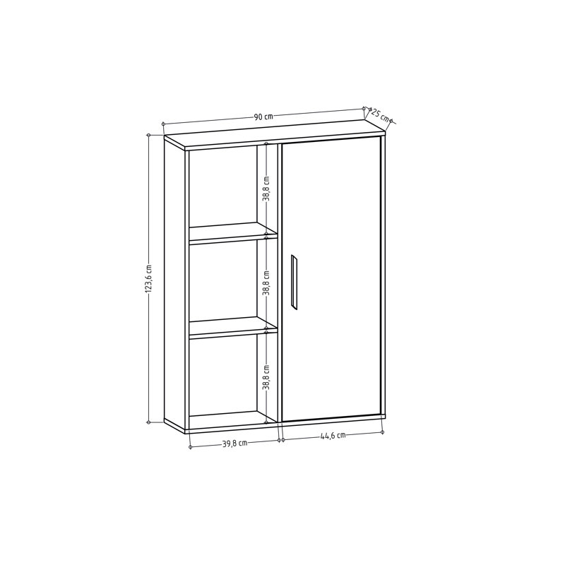 124.5cm H x 88.9cm W Najji Standard Bookcase, Anthracite