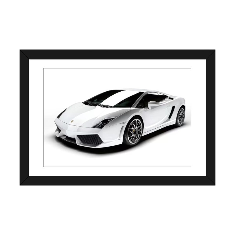 Lyall «Lamborghini Gallardo Lp 560-4», reproduction sur toile, Papier avec cadre noir, Blanc, H 24 po x l 32 po x P 1 po