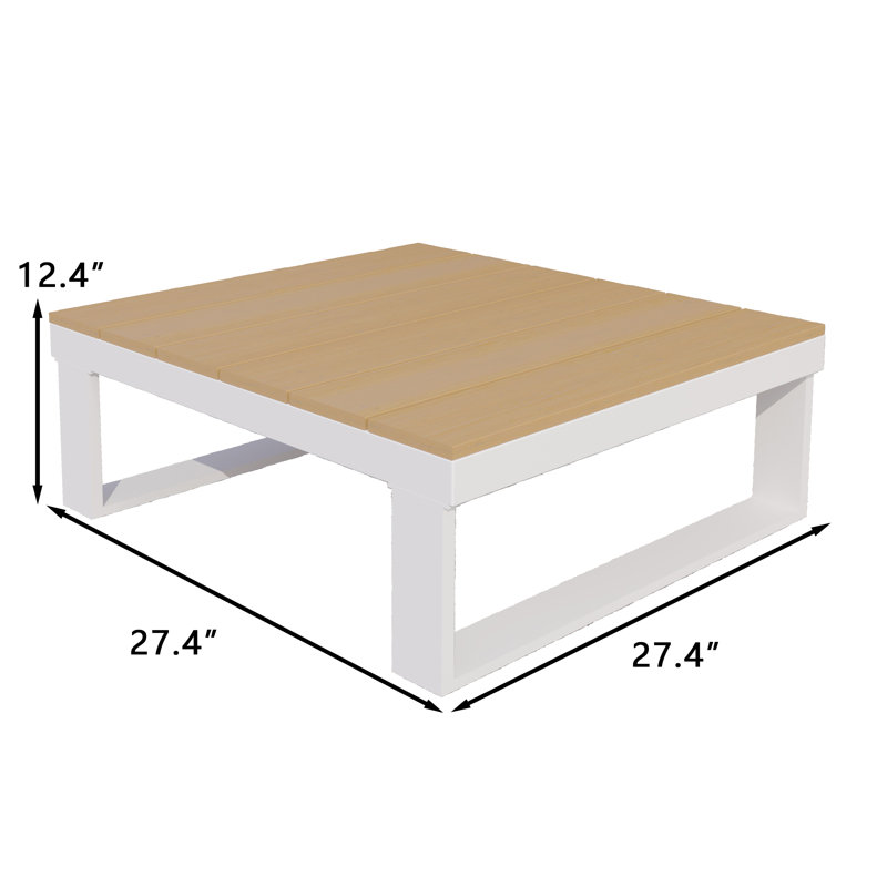 Table basse de patio en aluminium, Blanc
