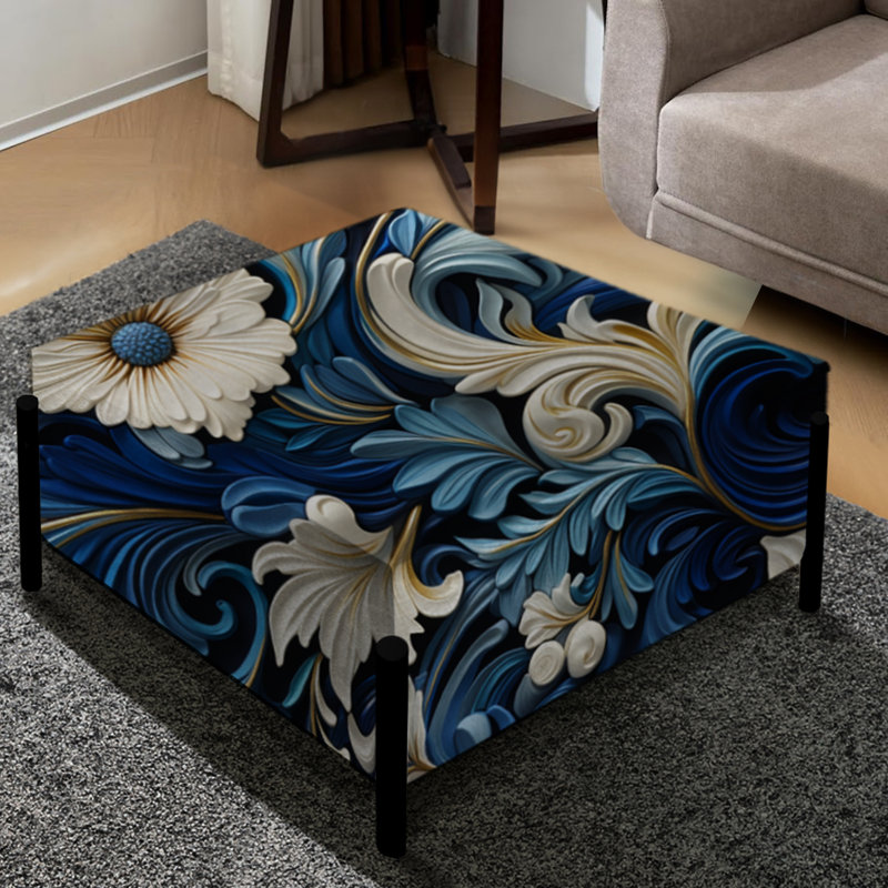 Motif victorien à volutes bleues