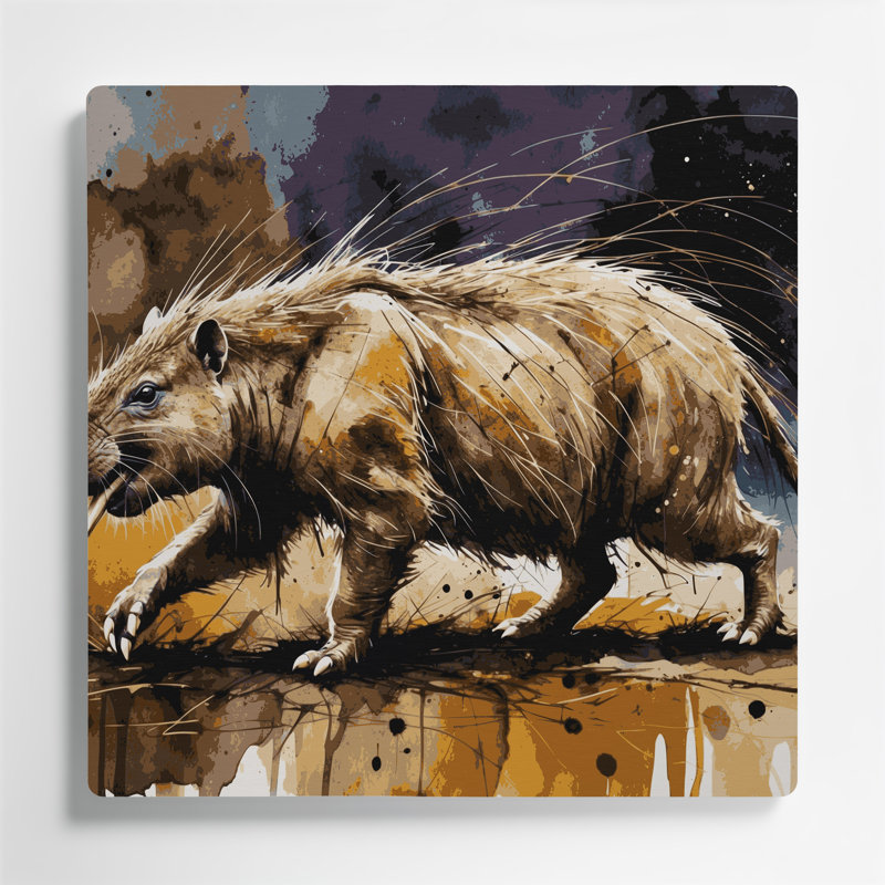 Faune, art mural en métal gris Aardvark, H 32 po x l 32 po