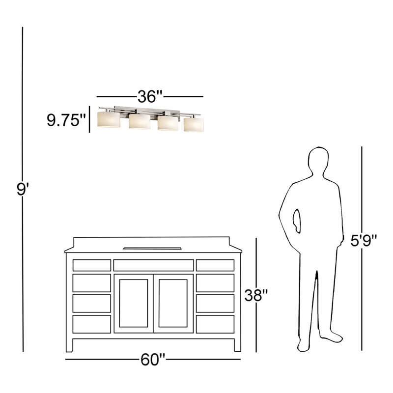 Éclairage pour salle de bain 4 lumières Casson, Chrome poli, Ovale