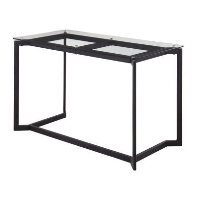 Moderne en acier noir avec plateau en verre transparent L 24 po x l 47,2 po x H 29,8 po + bureau en métal transparent 1 pièce