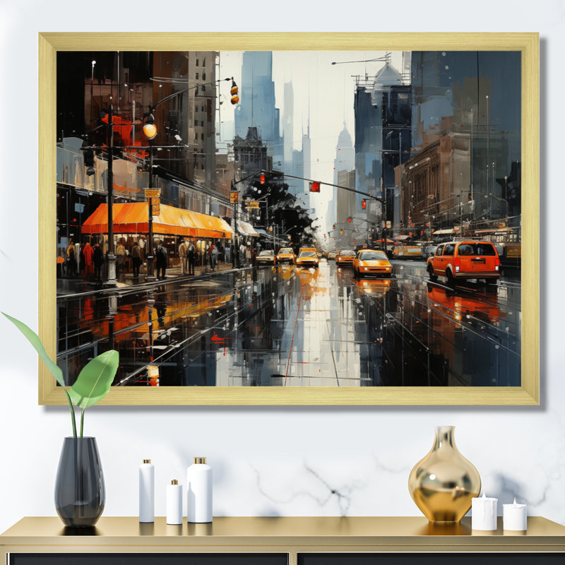 Cityscape Collage II sur toile, H 16 po x l 32 po x P 1 po, Cadre doré à une seule photo