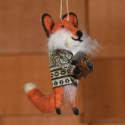4.5'' Handmade Felt Fox Hanging Figurine Ornament