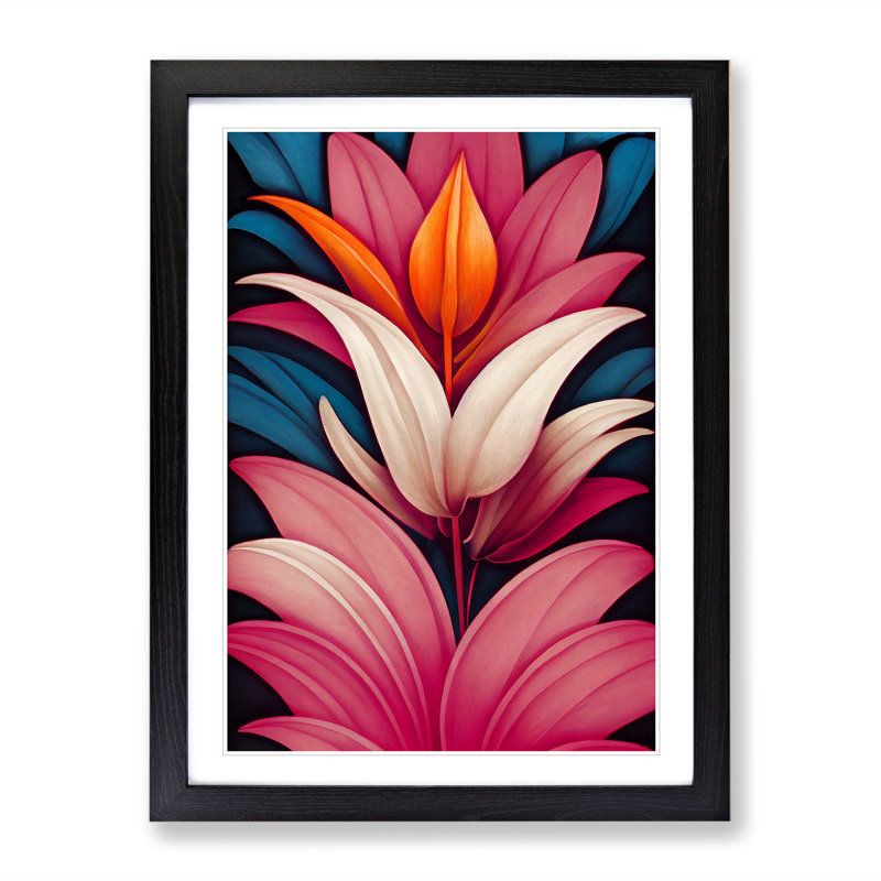 The Lively Flowers - Single Picture Frame Print, Black Framed, 64cm H x 46cm W x 2cm D