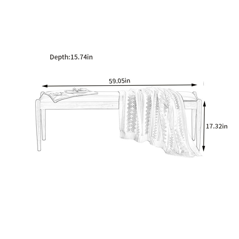 Naija Upholstered Bench, 17.32" H x 59.05" W x 15.74" D, Coffee