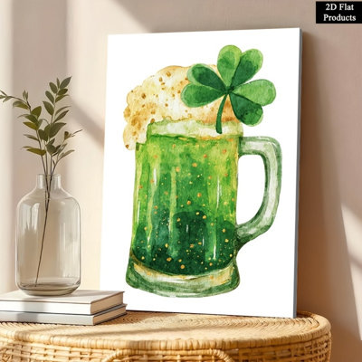  St. Patrick's Green Beer & Clover Wall Art - High-End Festive Irish Decor for Living Room