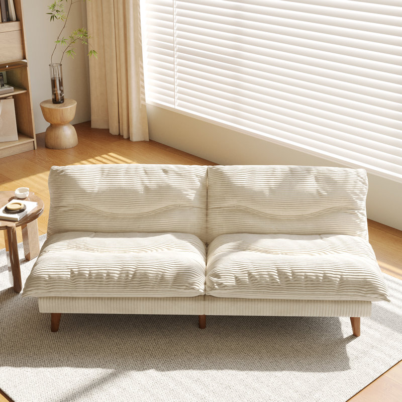 Canapé-lit convertible multifonctionnel en velours côtelé, H 19,2 po x l 69 po x P 37,4 po, Beige