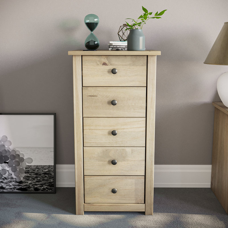 Somers Solid Wood 46cm W 5 - Drawer Chest of Drawers
