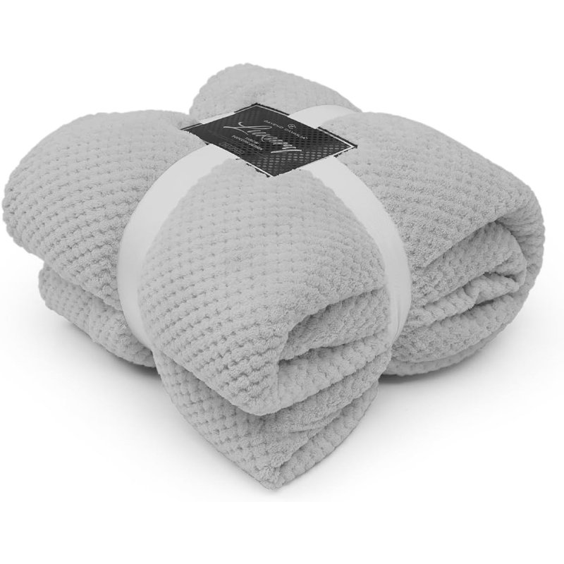 Teddy Popcorn Waffle Throw Blanket Soft Warm Cosy Lightweight Waffle Decorative Blanket for Sofa Couch Bed Bedroom Living Room
