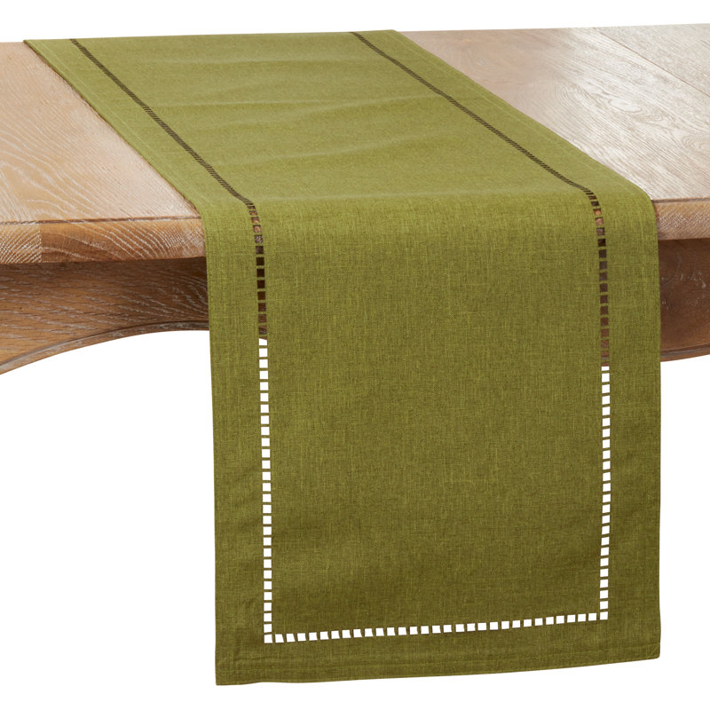 Neith Polyester Rectangle Table Runner, 54" x 14", Green