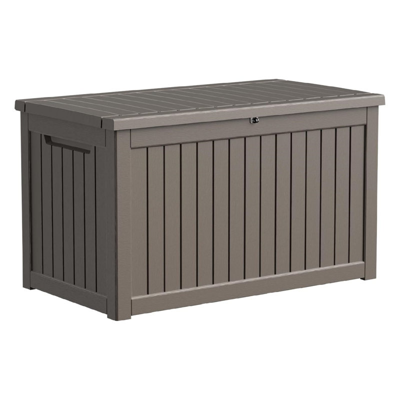 280 Gallon Brown Resin Waterproof Outdoor Deck Box Multi-Functional Storage Solution Ideal For Garden Patio And Pool, Brown