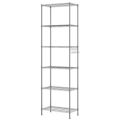 Augustine 6-Shelf Adjustable Storage Shelving Unit Steel Organizer Wire Rack with Hooks, Leveling Feet