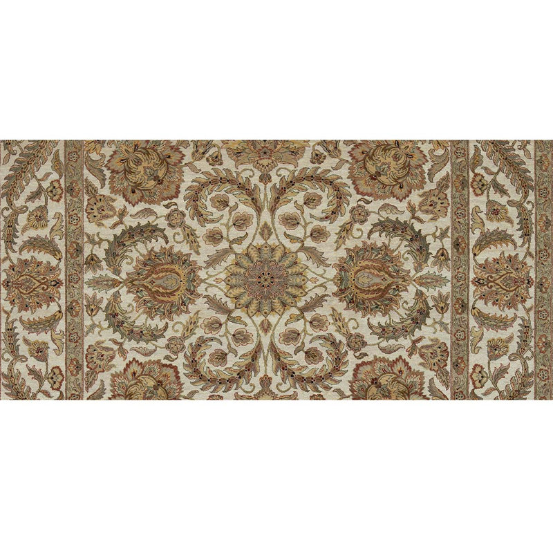 Tapis ivoire / brun noué à la main