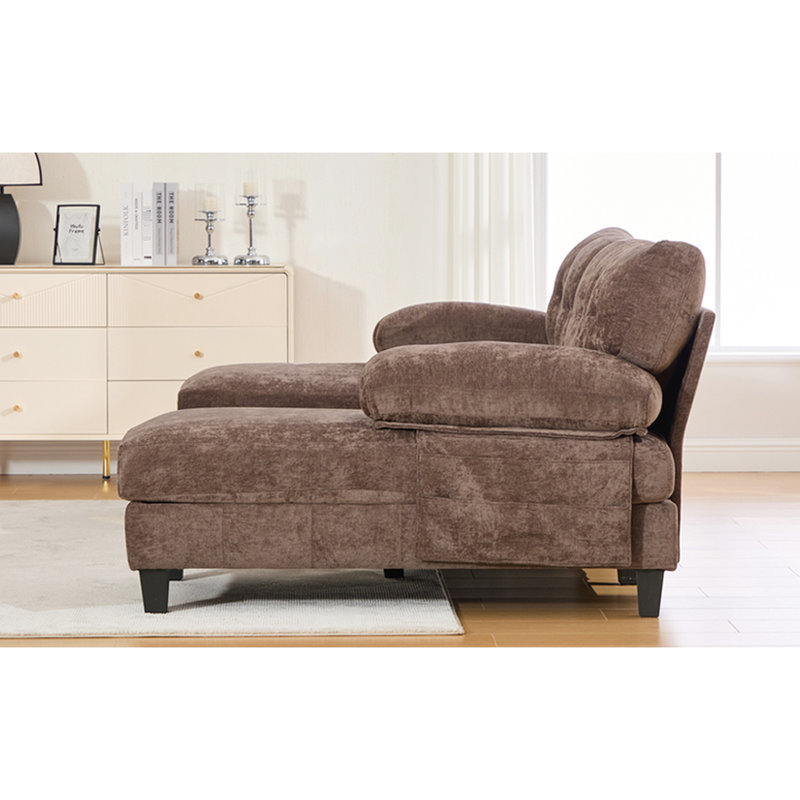 103.5" U-Shaped Chenille Fabric Sectional With Dual Chaise Lounges, Storage Pockets And Soft Armrest Pillows, Suitable For A Stress - Home Brown Couch Two Side Great Relaxed Gathering