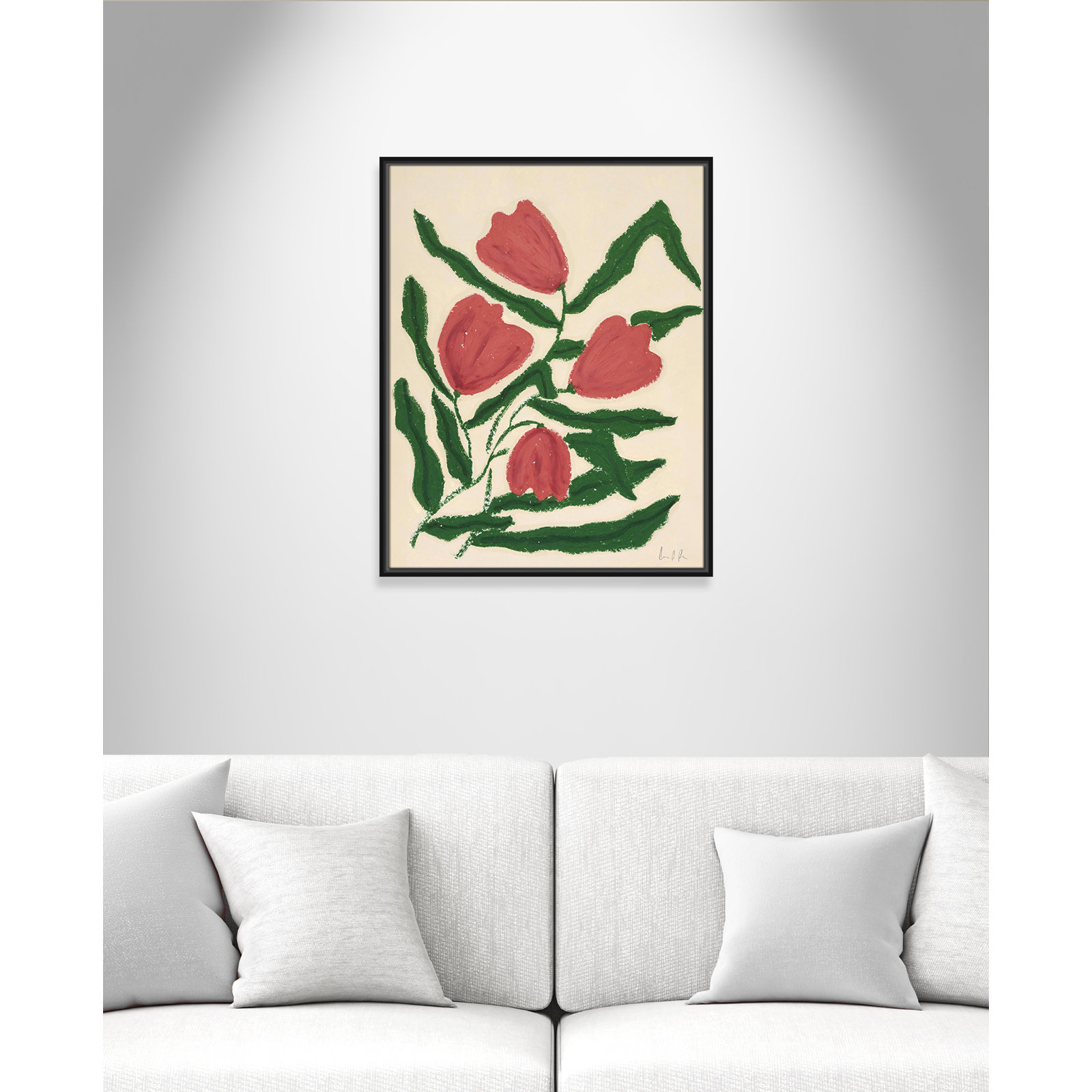 Red Tulips  Print by Camilla Bergqvist, 29.5" H x 23.5" W, Black