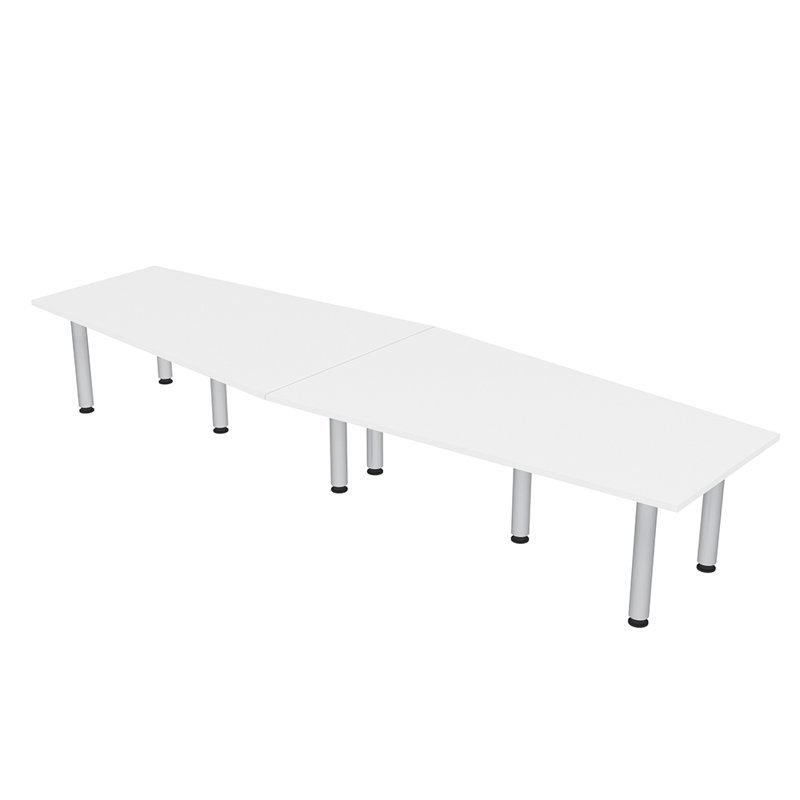 Table hexagonale avec pieds Nyemia, Blanc classique, L 120 po x l 48 po, Argent argent