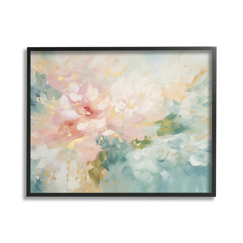 " Soft Flower Abstraction " by Gina Kelly on Canvas, Coastal White Framed Giclee, 24" H x 30" W