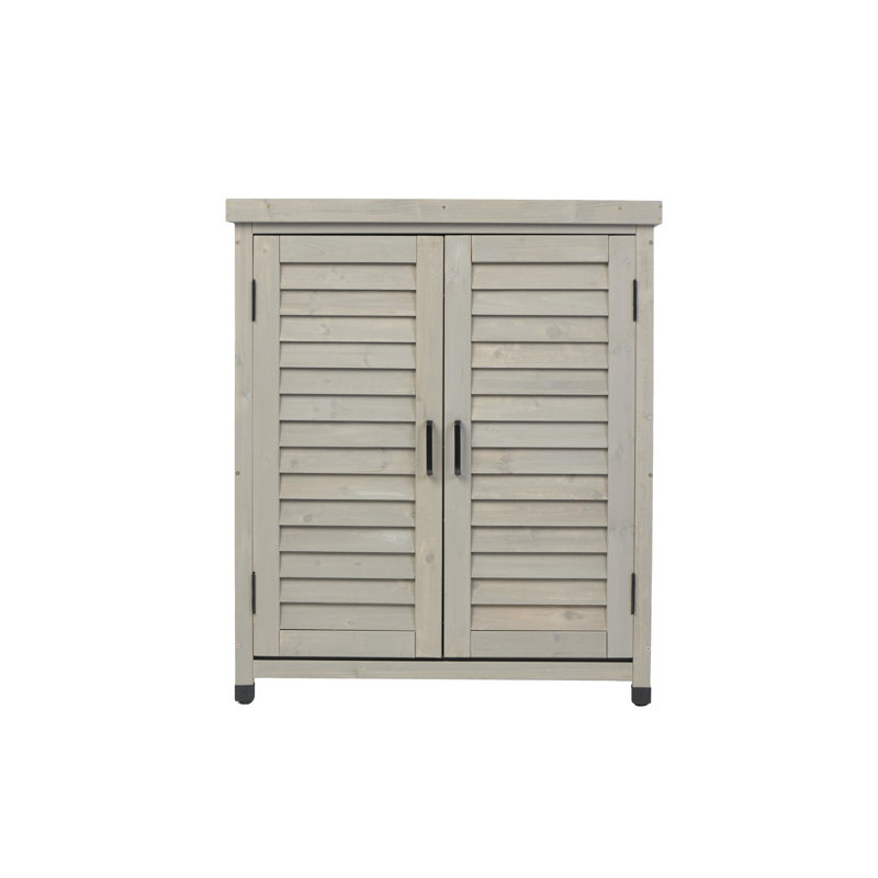 Banc de rempotage d'extérieur avec armoire de rangement, 31 x 17 x 36 po - Finition grise et table de rangement en bois de bois de pruche, pour le travail de jardin