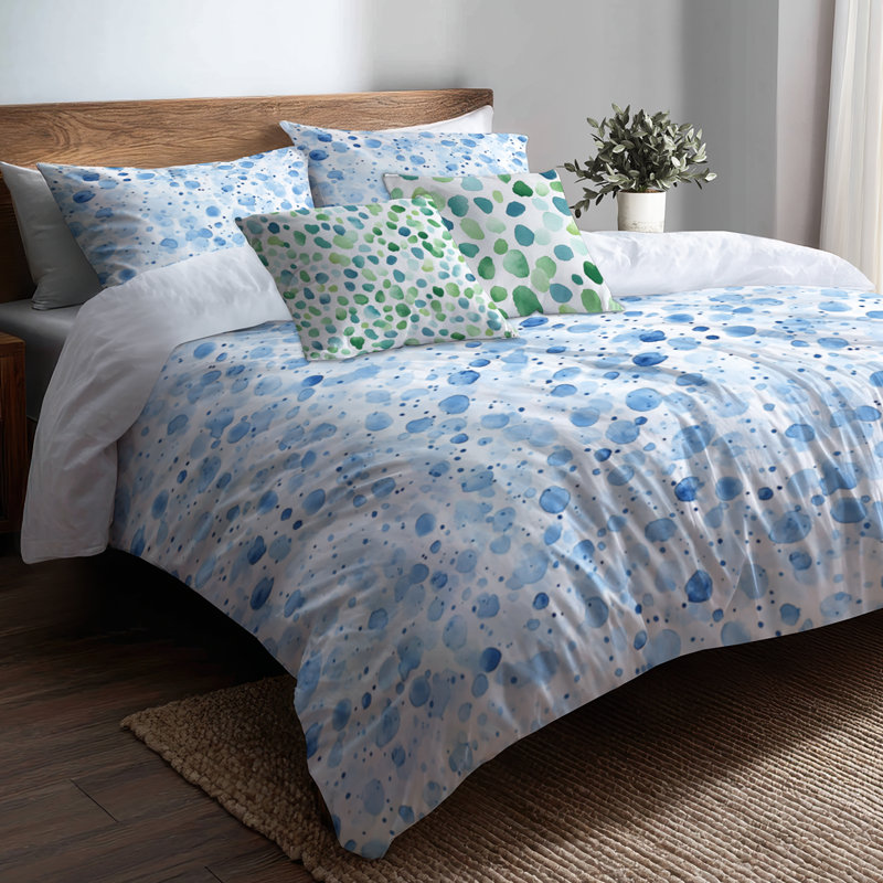 Ensemble de literie moderne 5 pièces - Ensemble de housse de couette et de coussins abstrait bleu