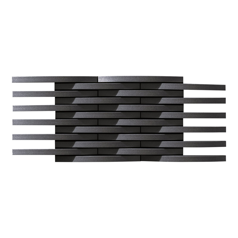 Crescent Border 0.39" x 6" Ceramic Linear Mosaic Wall Tile, Black