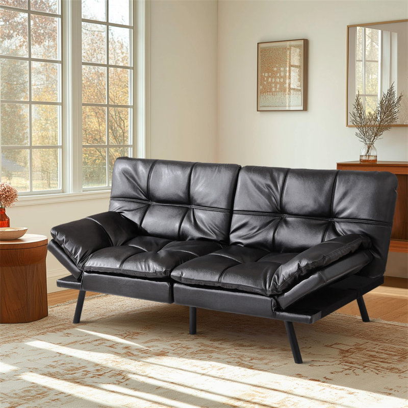 Canapé-lit futon convertible 71 po, Noir