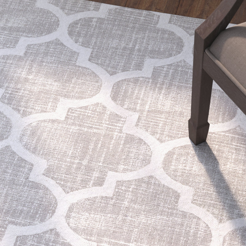 Tapis gris/ivoire tissé à la main Lissette, Rectangle 5 pi 2 po x 7 pi 4 po