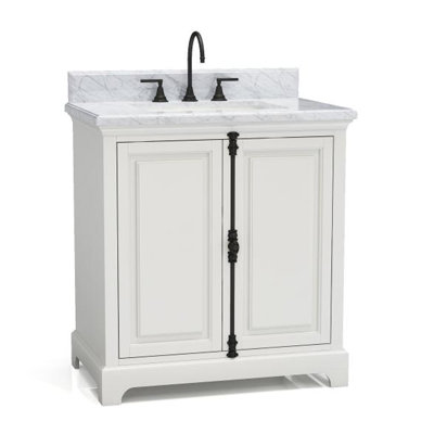 Meuble-lavabo simple 30 po avec plateau en marbre Natosha