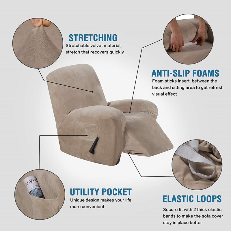Housse pour fauteuil inclinable Dorchester, Velours taupe