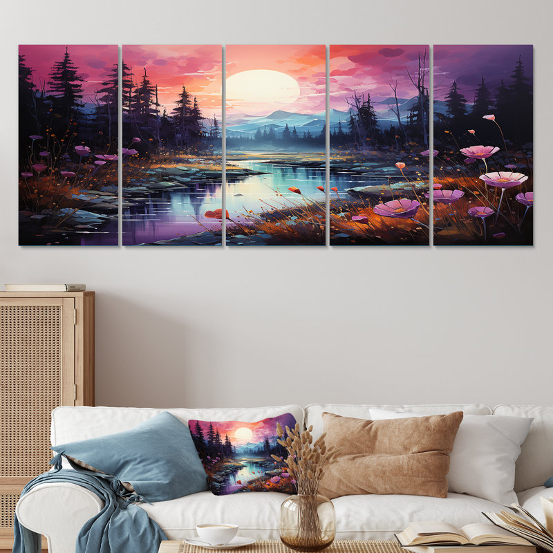 5 pièces d'art mural Northern Light, H 28 po x l 60 po