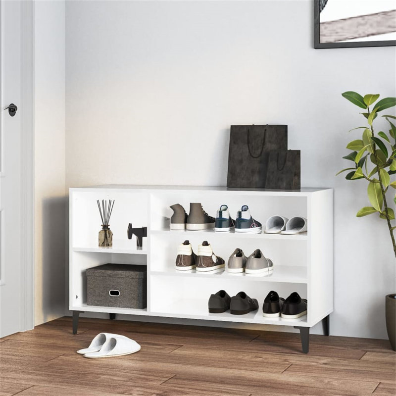 Aubreir Faux Leather Upholstered Storage Bench, High Gloss White