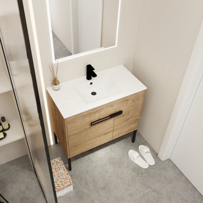 Ensemble de meuble-lavabo simple 36 po avec plateau en céramique Cleonia