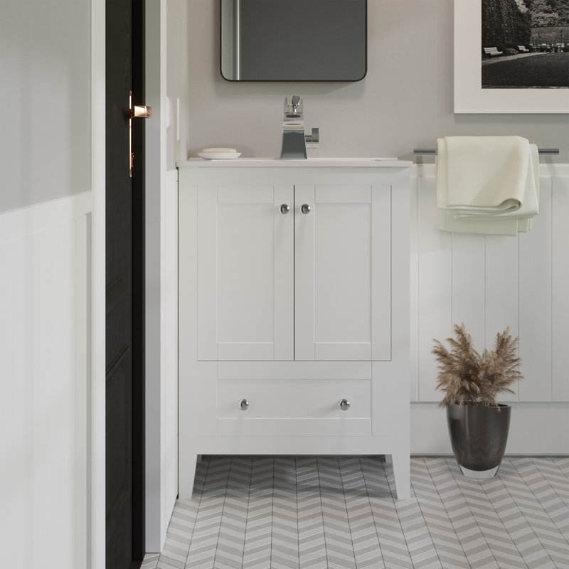 Meuble-lavabo simple, deux portes, un tiroir et un tiroir Cannes 24