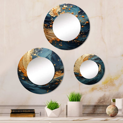 Ensemble de 3 miroirs muraux ronds en aluminium Dilay