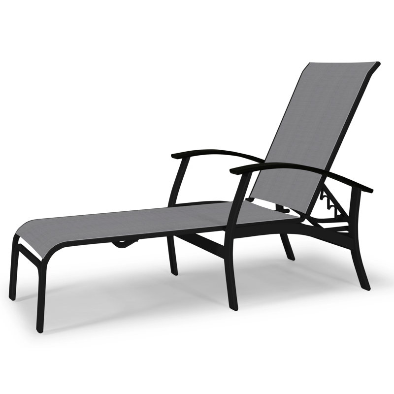 Askar Outdoor Rust-Resistant Metal Chaise Lounge, Black P70, Textured Desert, Titanium Sunbrella®
