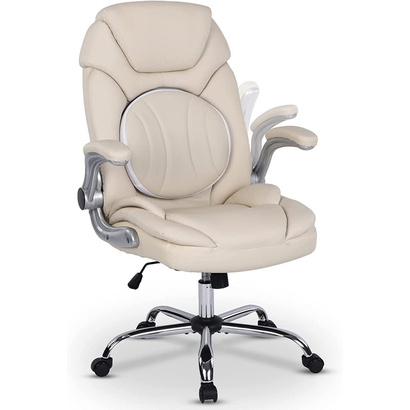 Fauteuil de direction ergonomique en similicuir, Beige
