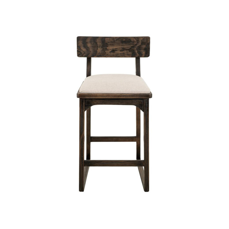 Tabouret de bar rembourré 24 po Balam, White Seat/Dark Brown Frame, Tabouret de comptoir (assise de 24 po de hauteur)