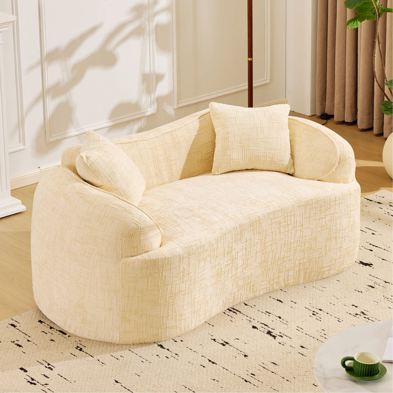 Canapé deux places avec deux coussins, Beige