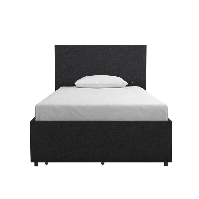 Upholstered Storage Bed, Dark Grey, Single (3')