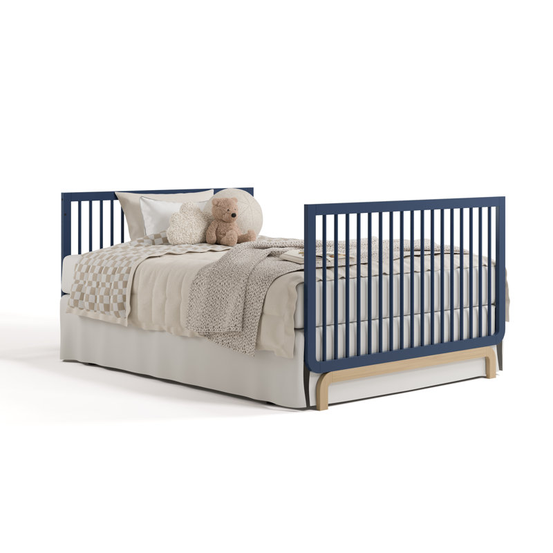 Santorini 5-In-1 Convertible Crib, Midnight Blue/Driftwood, Crib + Mattress