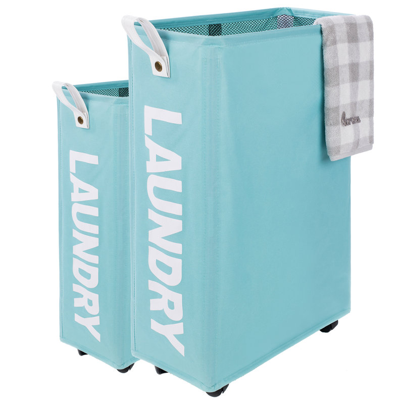 Grand panier à linge, Bleu clair, H 27 po x l 8 po x P 16 po